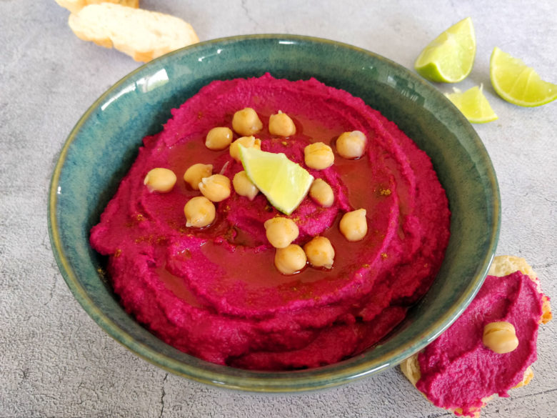 houmous rose de betteraves rouges
