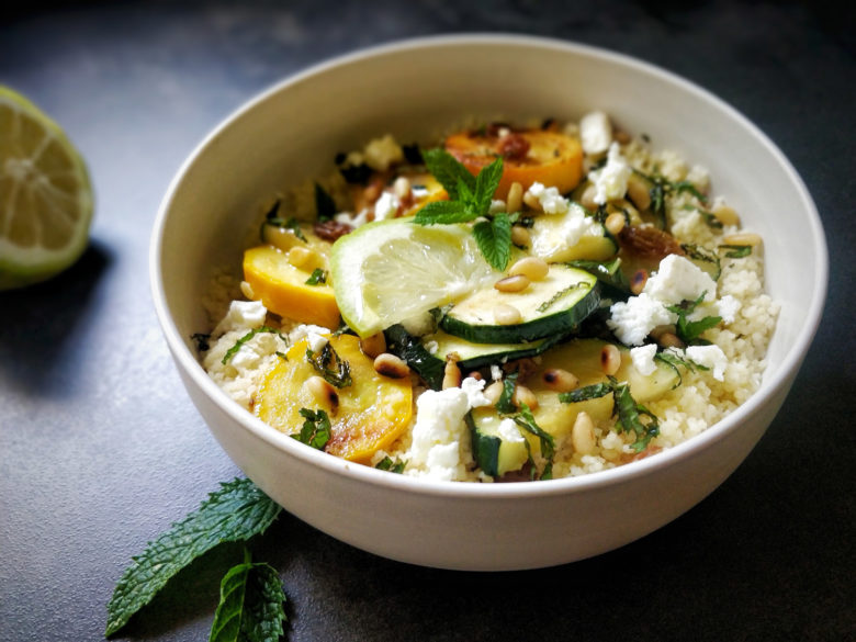 semoule, courgettes et feta